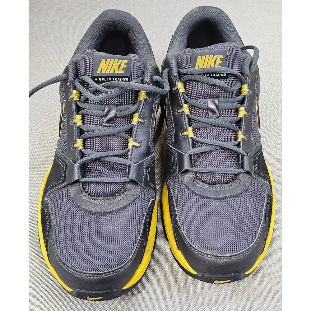 Nike Air Flex Trainer Mens 11.5 Grey Yellow Running Shoes 429632-001 Sneaker